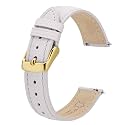 BISONSTRAP Elegant Leather Watch Straps, Quick Release, Watch Bands for Women and Men, 17mm, White (Gold Buckle)