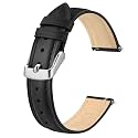 BISONSTRAP Elegant Leather Watch Straps, Quick Release, Watch Bands for Women and Men, 17mm, Black (Silver Buckle)