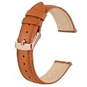 BISONSTRAP Elegant Leather Watch Straps, Quick Release, Watch Bands for Women and Men, 17mm, Orange (Rose Gold Buckle)