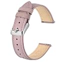 BISONSTRAP Elegant Leather Watch Straps, Quick Release, Watch Bands for Women and Men, 17mm, Light Pink (Silver Buckle)