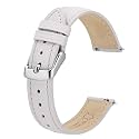 BISONSTRAP Elegant Leather Watch Straps, Quick Release, Watch Bands for Women and Men, 16mm, White (Silver Buckle)