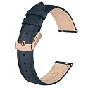 BISONSTRAP Elegant Leather Watch Straps, Quick Release, Watch Bands for Women and Men, 16mm, Blue (Rose Gold Buckle)