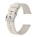 BISONSTRAP Silicone Watch Bands, Slim Watch Straps with Quick Release, 18mm, Ivory (Beige) with Silver Buckle