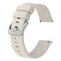 BISONSTRAP Silicone Watch Bands, Slim Watch Straps with Quick Release, 14mm, Ivory (Beige) with Silver Buckle