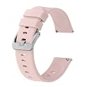 BISONSTRAP Silicone Watch Bands, Slim Watch Straps with Quick Release, 22mm, Pink with Silver Buckle