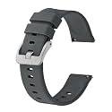 BISONSTRAP Silicone Watch Bands, Slim Watch Straps with Quick Release, 22mm, Grey with Silver Buckle