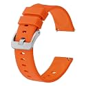 BISONSTRAP Silicone Watch Bands, Slim Watch Straps with Quick Release, 17mm, Orange with Silver Buckle
