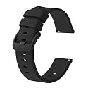 BISONSTRAP Silicone Watch Bands, Slim Watch Straps with Quick Release, 16mm, Black with Black Buckle