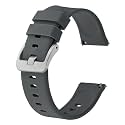 BISONSTRAP Silicone Watch Bands, Slim Watch Straps with Quick Release, 19mm, Grey with Silver Buckle