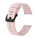BISONSTRAP Silicone Watch Bands, Slim Watch Straps with Quick Release, 18mm, Pink with Black Buckle