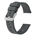 BISONSTRAP Silicone Watch Bands, Slim Watch Straps with Quick Release, 21mm, Grey with Silver Buckle