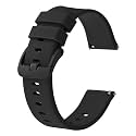 BISONSTRAP Silicone Watch Bands, Slim Watch Straps with Quick Release, 21mm, Black with Black Buckle