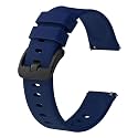 BISONSTRAP Silicone Watch Bands, Slim Watch Straps with Quick Release, 18mm, Dark Blue with Black Buckle