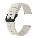 BISONSTRAP Silicone Watch Bands, Slim Watch Straps with Quick Release, 16mm, Ivory (Beige) with Black Buckle