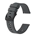 BISONSTRAP Silicone Watch Bands, Slim Watch Straps with Quick Release, 20mm, Grey with Black Buckle