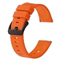 BISONSTRAP Silicone Watch Bands, Slim Watch Straps with Quick Release, 22mm, Orange with Black Buckle