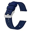 BISONSTRAP Silicone Watch Bands, Slim Watch Straps with Quick Release, 20mm, Dark Blue with Silver Buckle