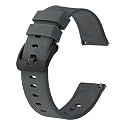 BISONSTRAP Silicone Watch Bands, Slim Watch Straps with Quick Release, 21mm, Grey with Black Buckle