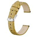 BISONSTRAP Watch Straps for Women, Crocodile Pattern Leather Thin Watch Replacement Bands, 8mm 10mm 12mm 14mm 16mm 18mm 20mm