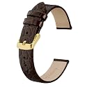 BISONSTRAP Watch Straps for Women, Crocodile Pattern Leather Thin Watch Replacement Bands, 8mm 10mm 12mm 14mm 16mm 18mm 20mm