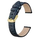 BISONSTRAP Watch Straps for Women, Crocodile Pattern Leather Thin Watch Replacement Bands, 8mm 10mm 12mm 14mm 16mm 18mm 20mm