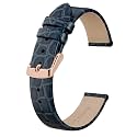BISONSTRAP Watch Straps for Women, Crocodile Pattern Leather Thin Watch Replacement Bands, 8mm 10mm 12mm 14mm 16mm 18mm 20mm