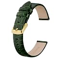 BISONSTRAP Watch Straps for Women, Crocodile Pattern Leather Thin Watch Replacement Bands, 8mm 10mm 12mm 14mm 16mm 18mm 20mm