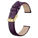 BISONSTRAP Watch Straps for Women, Crocodile Pattern Leather Thin Watch Replacement Bands, 8mm 10mm 12mm 14mm 16mm 18mm 20mm