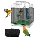 Bissap Bird Cage Seed Catcher, Universal Birdcage Net Nylon Adjustable Elastic Band Stretchy Skirts Mesh Cover for Parrot Cage Seed Guard (Not Include Birdcage)- Black
