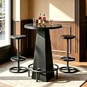 Bistro Pub Table Set, Round Bar Table and Chairs for Small Bar, Black