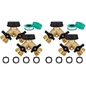 Biswing 4 Pack Garden Hose Splitter 2 Way, Heavy Duty Brass Connector Tap Splitter, Y Splitter 2 Valves with 4 Extra Rubber Washers