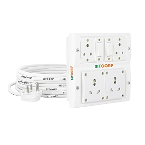 bitcorp 16a to 6a power extension board converter with 4 socket 2 switch 2500w 15 meter 15mm electric cord for ac refrigerator ev charger water heater
