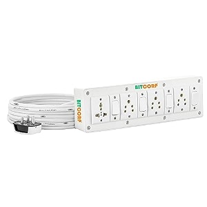 bitcorp 6a extension board 4 socket 4 switch 2000w 5m 15mm isi certified wire