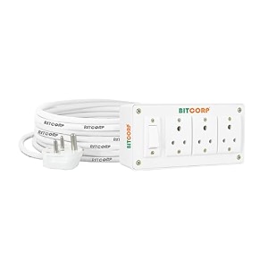 bitcorp 6a extension board 3 socket 1 switch 1500w 4m 075mm isi certified wire