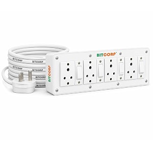 bitcorp 6a extension board 4 socket 4 switch 1500w 20m 075mm isi certified wire