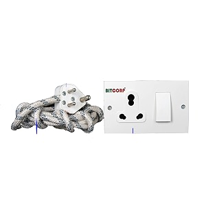 bitcorp 16a to 6a power extension board converter with 1 socket 1 switch 2000w 10 meter isi certified electric cord for ac refrigerator ev charger water heater