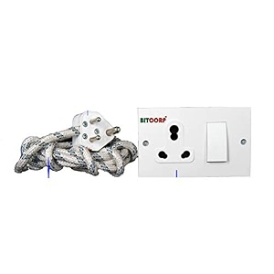 bitcorp 16a power extension board with switches with 1 socket 1 switch 2500w 10 meter isi certified electric cord for computer refrigerator ac tv home and office appliances