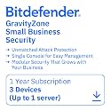 Bitdefender GravityZone Small Business Security – 3 Devices (Up to 1 Server) | 1 Year Subscription | PC/Mac | Online Code