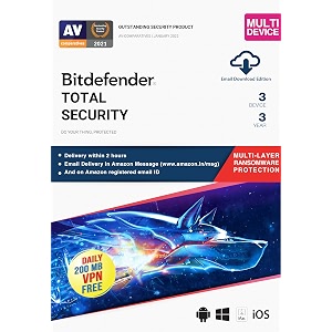 bitdefender total security latest version windows  mac  android  ios - 3 devices 3 years email delivery in 2 hours - no cd