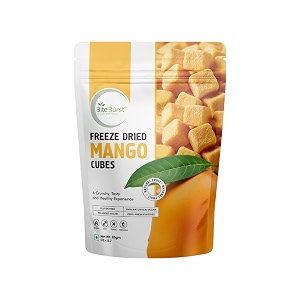 biteburst freeze dried mango cubes fruit snack  crunchy real fruit bites no added sugar gluten free vegan no preservatives  20gm x pack of 1