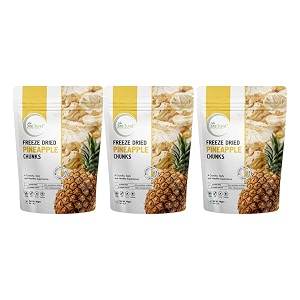 biteburst freeze dried pineapple chunks fruit snack  crunchy real fruit bites no added sugar gluten free vegan no preservatives  20gm x pack of 3