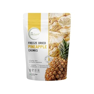 biteburst freeze dried pineapple chunks fruit snack  crunchy real fruit bites no added sugar gluten free vegan no preservatives  20gm x pack of 1