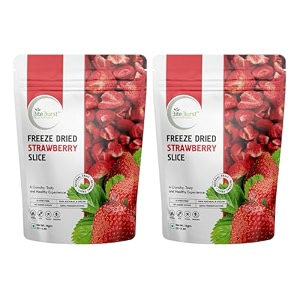 biteburst freeze dried strawberry slice fruit snack  crunchy real fruit bites no added sugar gluten free vegan no preservatives  14gm x pack of 2