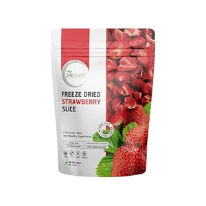 biteburst freeze dried strawberry slice fruit snack  crunchy real fruit bites no added sugar gluten free vegan no preservatives  14gm x pack of 1