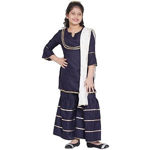 bitiya by bhama girl39s cotton blend kurta amp sharara amp dupatta