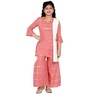 bitiya by bhama girl39s cotton blend kurta amp sharara amp dupatta