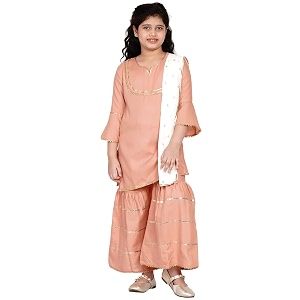 bitiya by bhama girl39s cotton blend kurta amp sharara amp dupatta