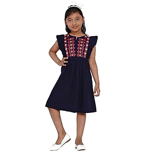 Bitiya By Bhama Girls Silk A-Line Knee-Length