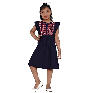 Bitiya By Bhama Girls Silk A-Line Knee-Length
