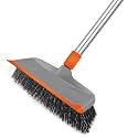 BITOPE Deck Scrub Brush with Long Handle, Heavy Duty Floor Cleaning Scrubber with Stiff Bristles Garage Concrete Cleaner Tool for Cleaning Tile Patio Outdoor Porch Indoor Kitchen Shower Bathroom